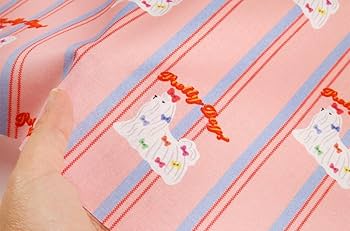 Amazon | 韓国生地 動物柄 犬柄 ピンクストライプ マルチーズ パピー