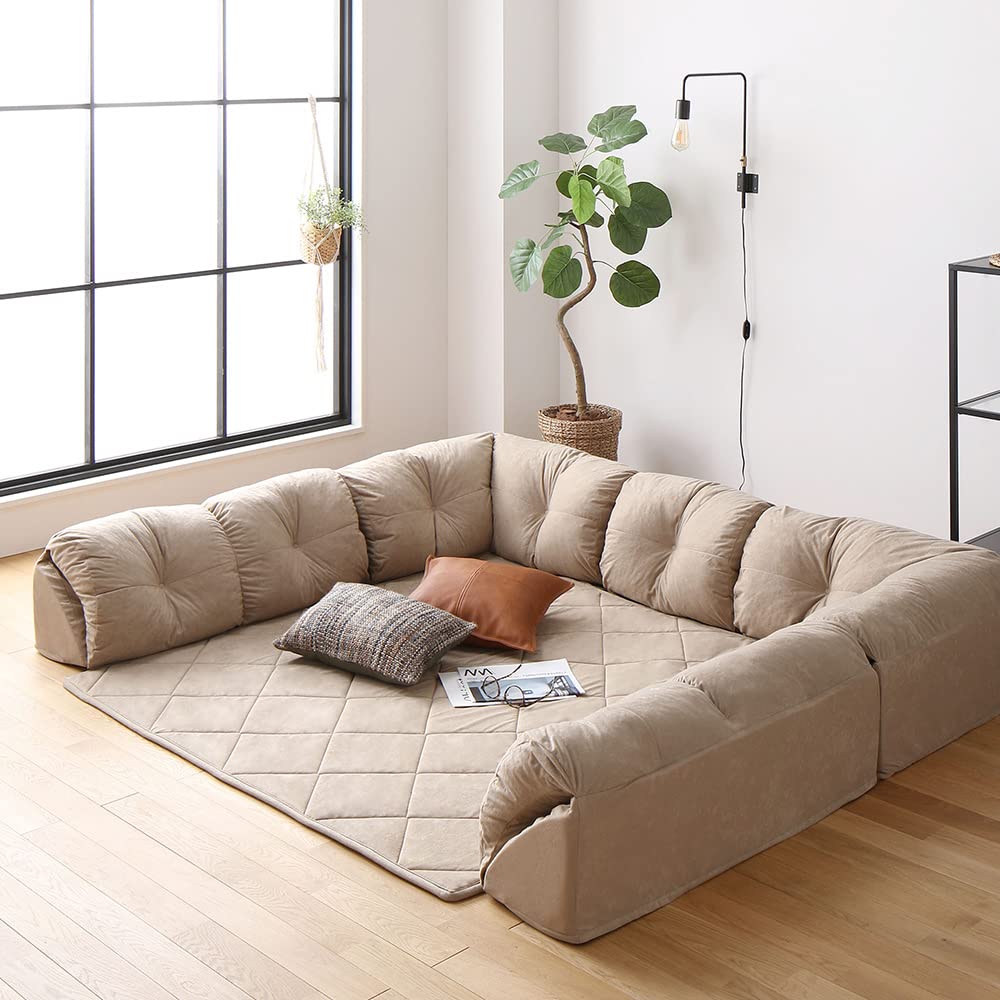 Amazon｜日本製 マット付き コーナーソファ 【U型タイプ 小 ベージュ