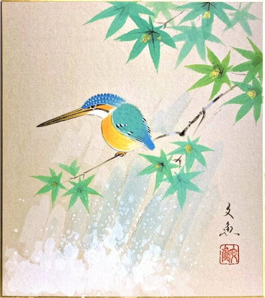 Amazon.co.jp: 中谷文魚 「 川蝉 」 色紙絵 : 文房具・オフィス用品