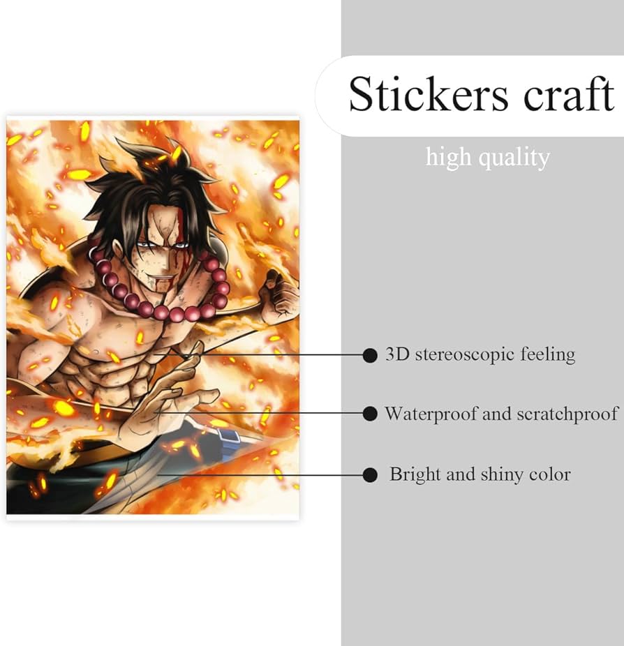 Amazon.co.jp: ステッカー ワンピース エース 火拳 ONE PIECE 防水