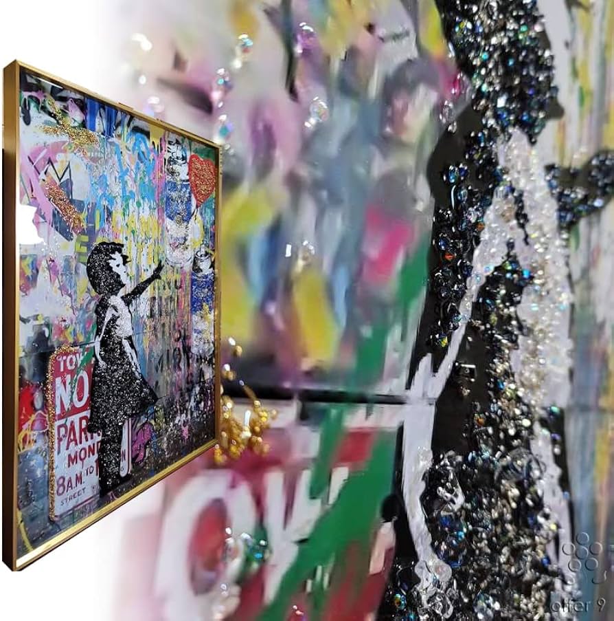 Amazon.co.jp: バンクシー アートパネル 水晶絵 インテリアフレーム