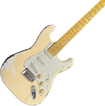 Amazon | エレキギタークリームイエローカラーソリッドボディ