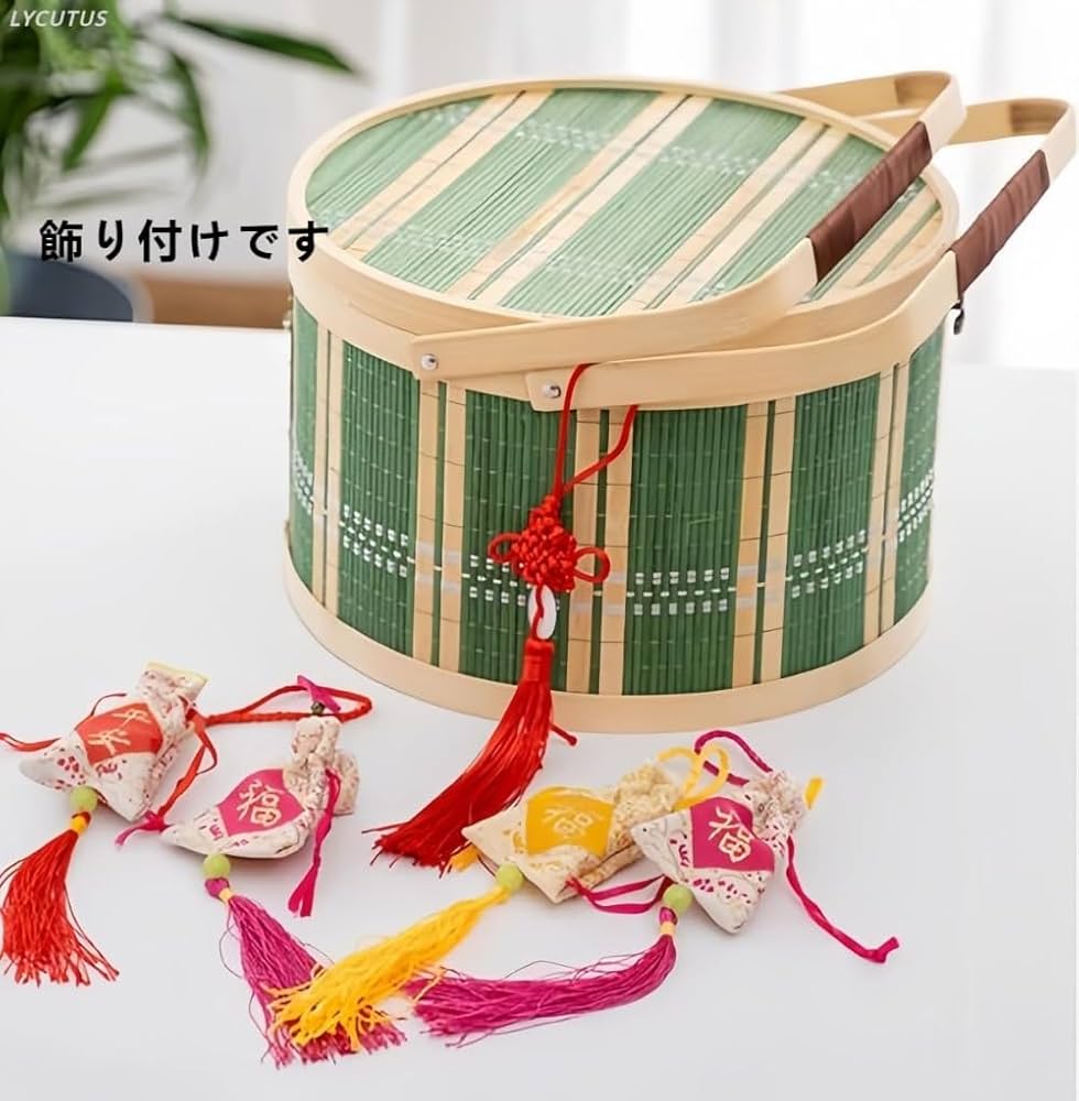 Amazon｜竹籠 竹篭 収納ケース 編まれた 天然素材 ふた付き 野点 茶道