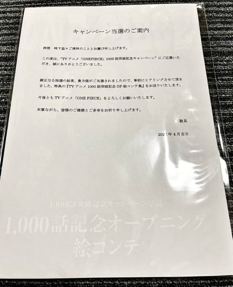 Amazon.co.jp: ONE PIECE TVアニメ1000話突破記念 OP絵コンテ集 : おもちゃ