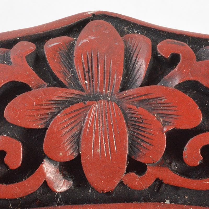 Amazon.co.jp: 中国 剔紅 堆朱 楼閣山水人物文盤 輪花皿 M R6804