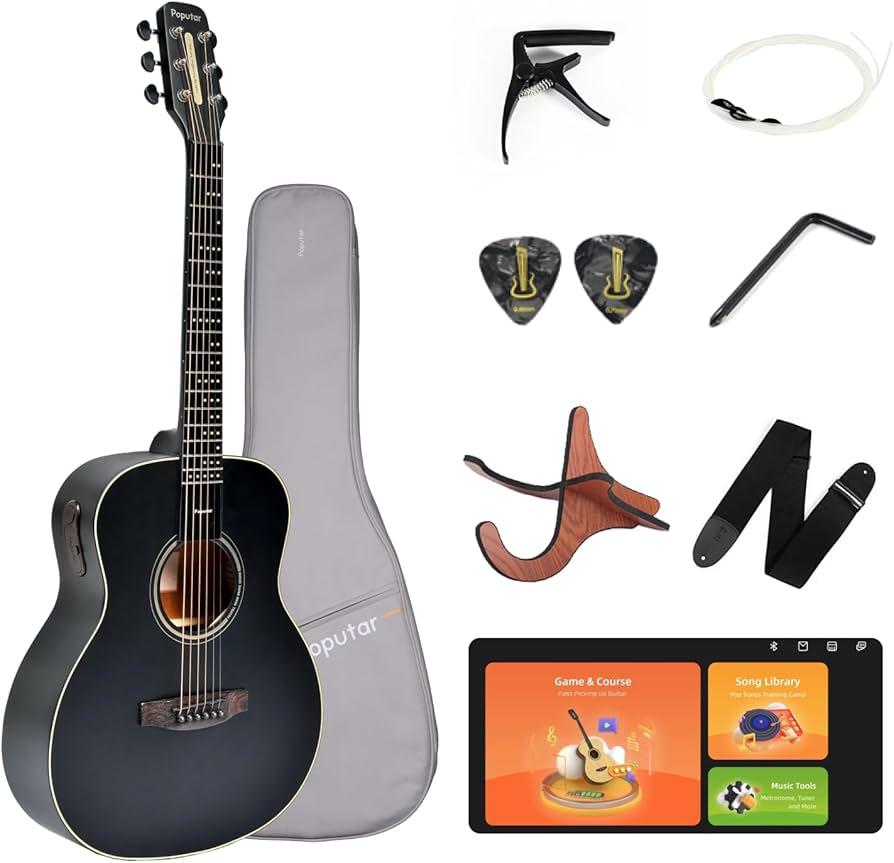 Amazon.com: Poputar Acoustic Electric Guitar 36'' Smart Guitar