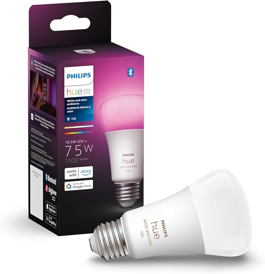 Philips Hue Smart 75W A19 LED Bulb - White and Color Ambiance