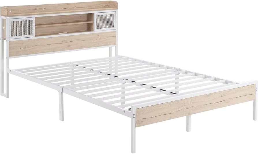 Amazon｜ベッドフレーム パイプベッド セミダブルベッド コンセント