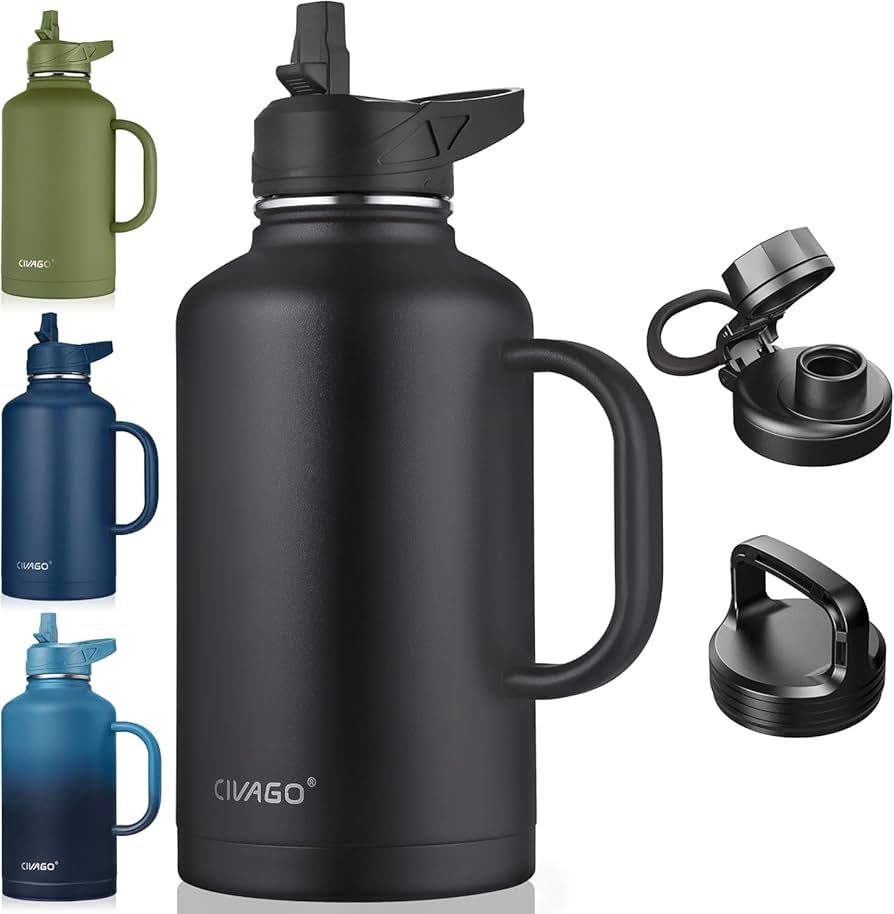 Amazon.com : CIVAGO 64 oz Insulated Water Bottle Jug with Straw
