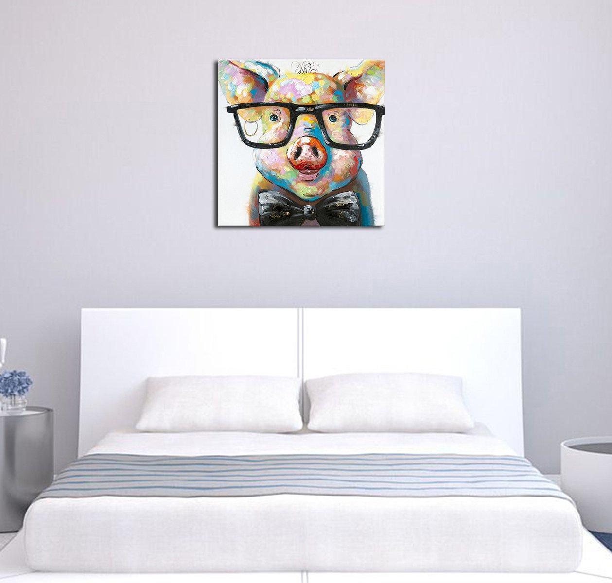 Amazon.co.jp: Fokenzary手書き 絵画 壁掛け油彩画 豚 抽象画 現代