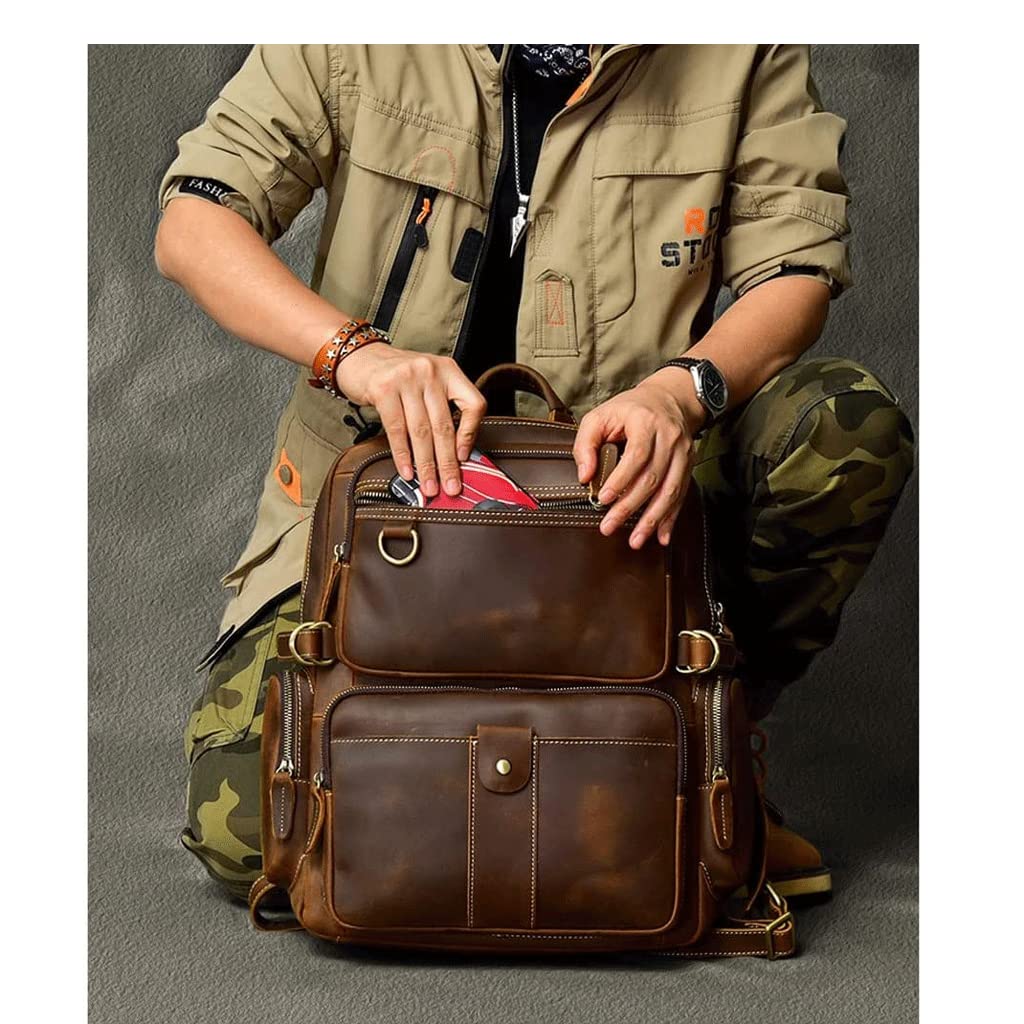 Amazon.co.jp: ビンテージ レザー バックパック 100% 本革バックパック