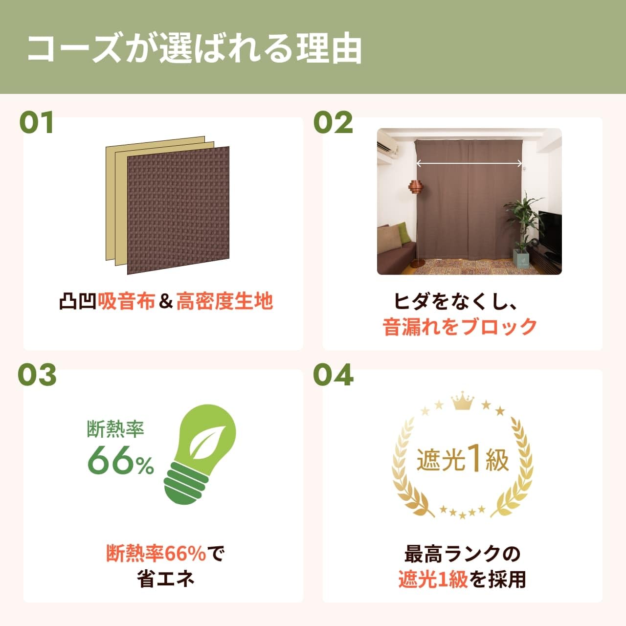 Amazon｜ピアリビング コーズ 防音カーテン (幅110cm×丈215cm