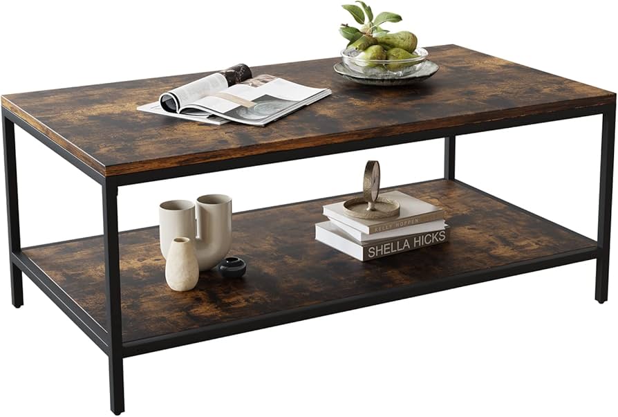 Amazon.com: Novilla Modern Coffee Table with Storage Shelf Metal