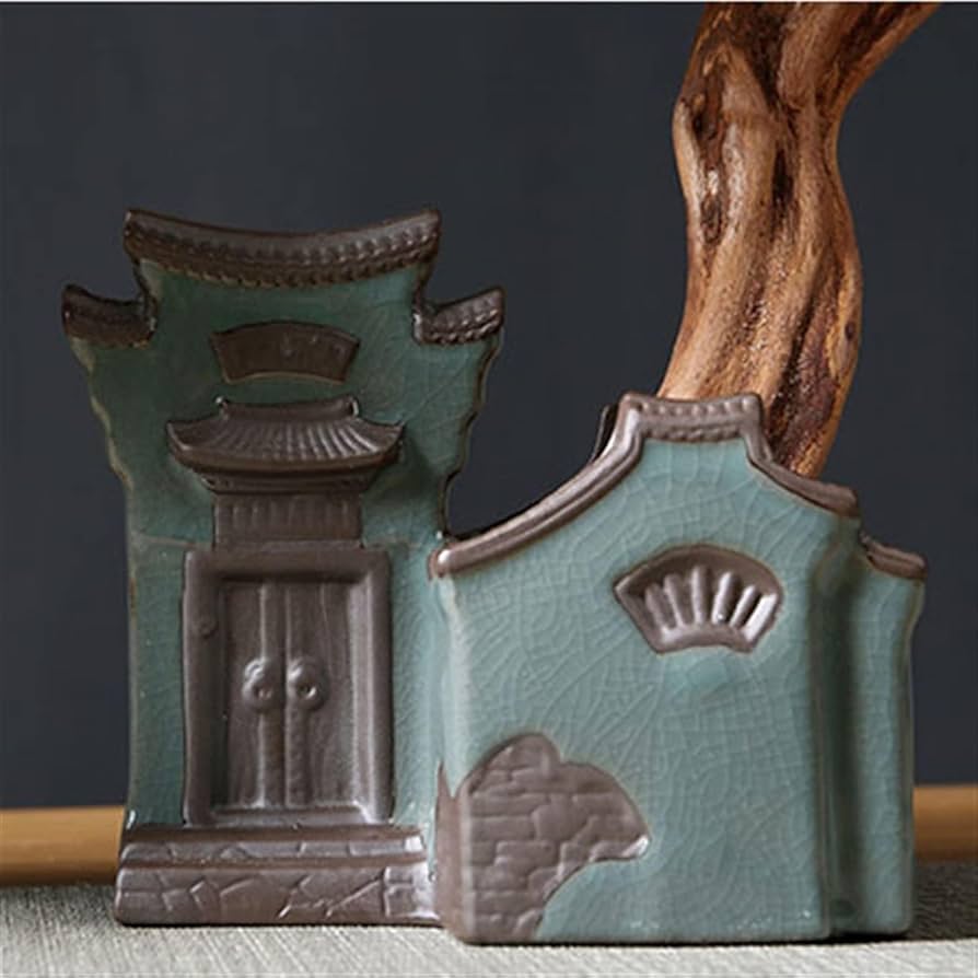 Amazon｜工芸品 アート置物 - 置物 オブジェ 彫像、屋内人工盆栽植物