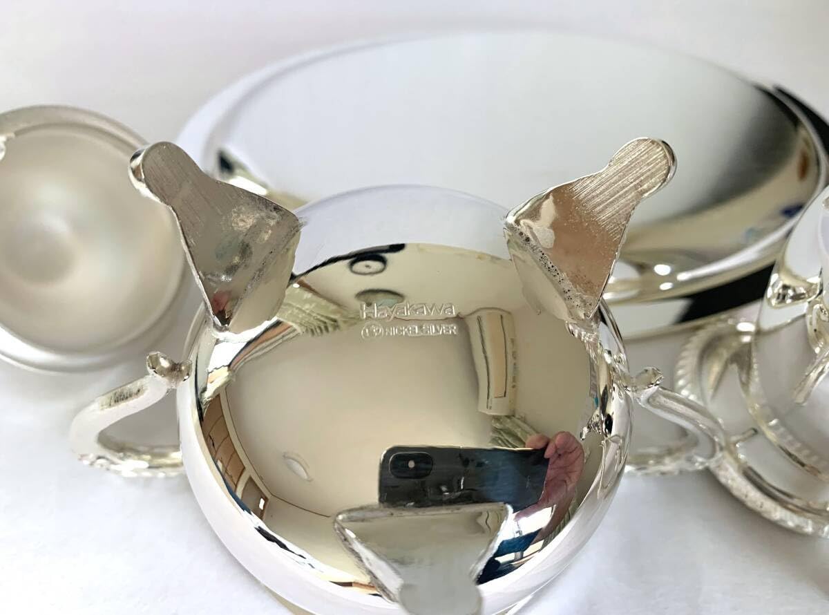 Amazon.co.jp: 早川シルバー ティーセット 銀皿 シュガーポット ミルク