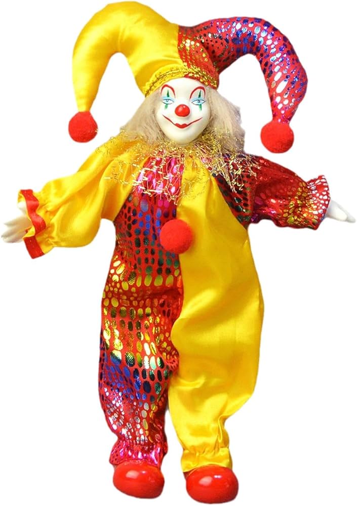 Amazon | CoudarTitie 磁器製ピエロ人形 ピエロフィギュア