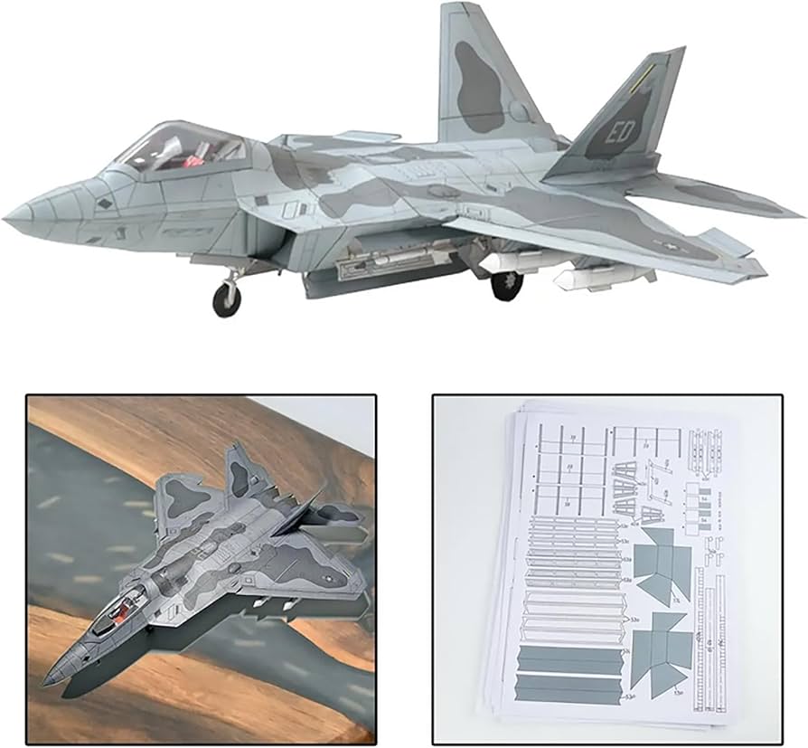 Amazon | 1/33スケールUS F-22戦闘機 ラプター 紙上戦闘機 ミリタリー