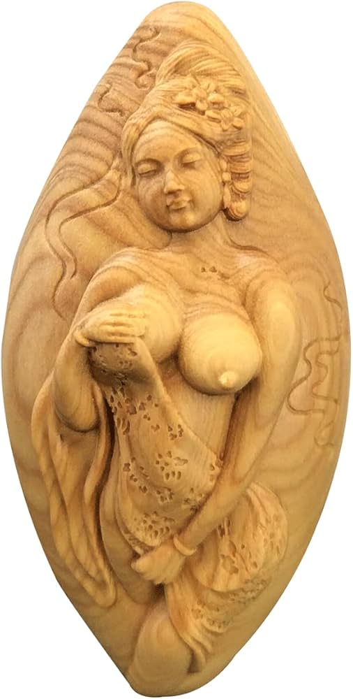 Amazon｜木彫りの仏像 かわいい 七福神 弁財天 ツゲ ハート型 龍の置物