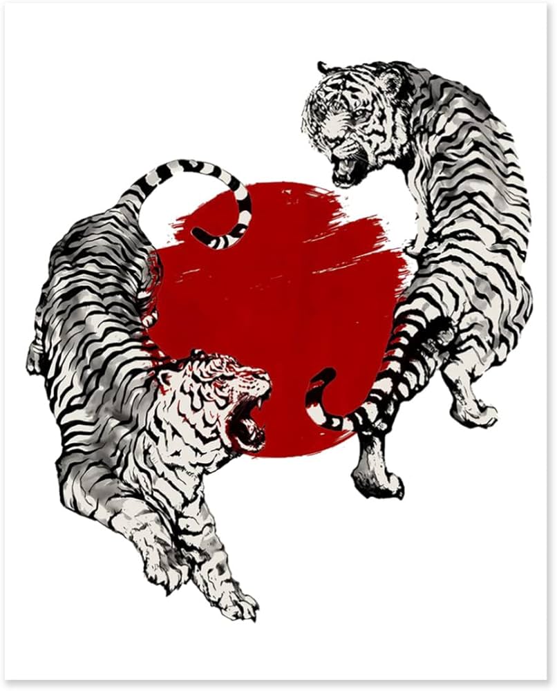 Amazon.co.jp: Hzong 数字油絵 和風 タイガー 虎 トラ とら 太陽 DIY絵