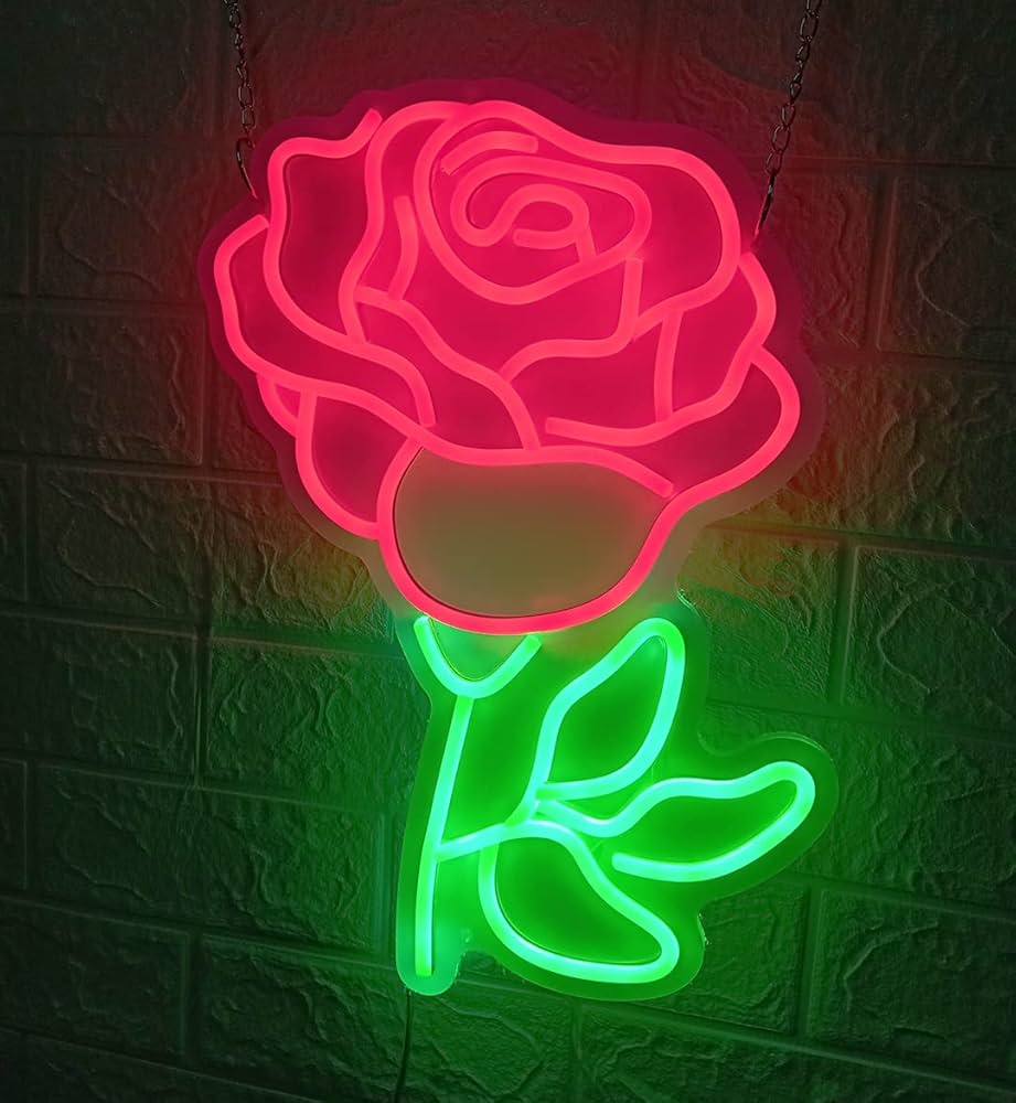 Amazon.co.jp: LED ネオン ライト 『バラの花』 ネオンサイン 透明