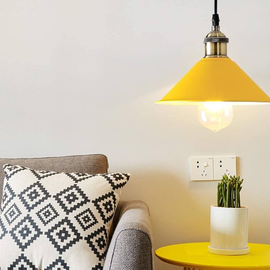 Amazon.co.jp : KIVEN 黄色い レトロペンダントライト 長さ調節可