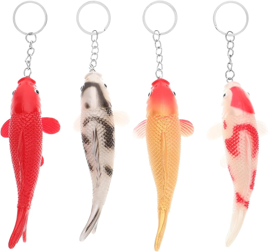 Amazon.co.jp: [VICASKY] 4個鯉 動物モデル キーリング 装飾用