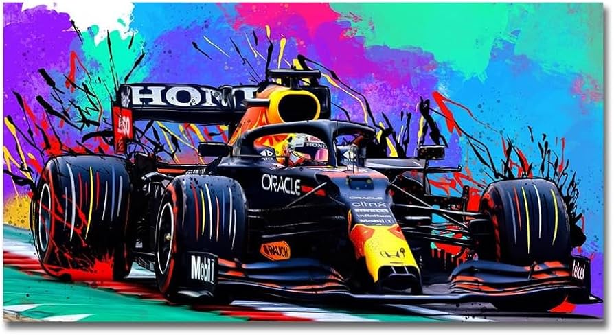 Amazon.co.jp: F1 世界チャンピオン車の絵画ポスター抽象落書き壁