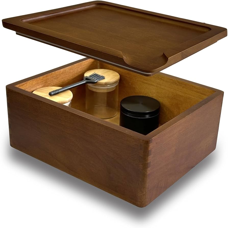 Amazon.com: Misecrisa Stash Box with Tray - Large Wooden Box with