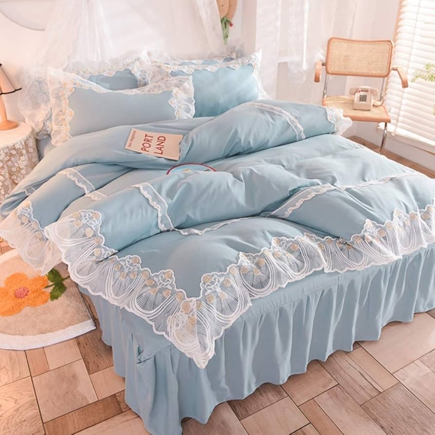 Amazon｜姫系 色 寝具カバー レース付き フリル模様 シングル 掛け布団