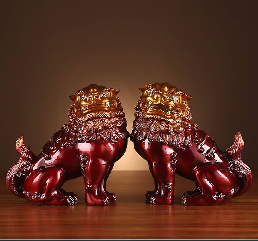 Amazon.co.jp: 狛犬・獅子 阿吽セット一対 お守り運 財運 風水開運置物