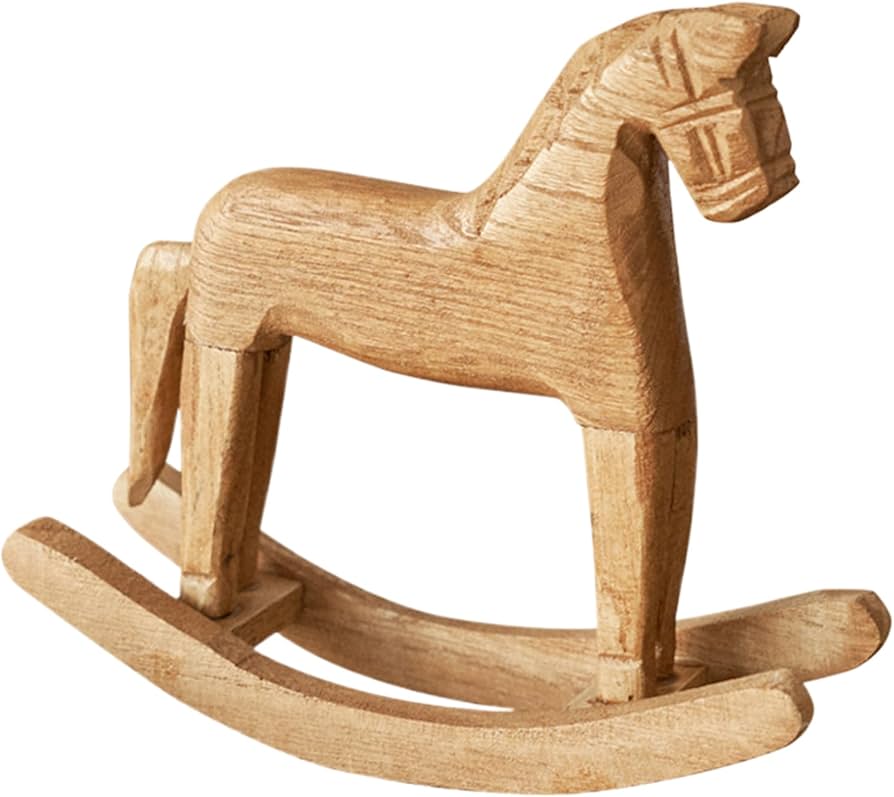 Amazon.co.jp: 馬の置物 ホームデコレーション, 木製 揺れる馬 置物