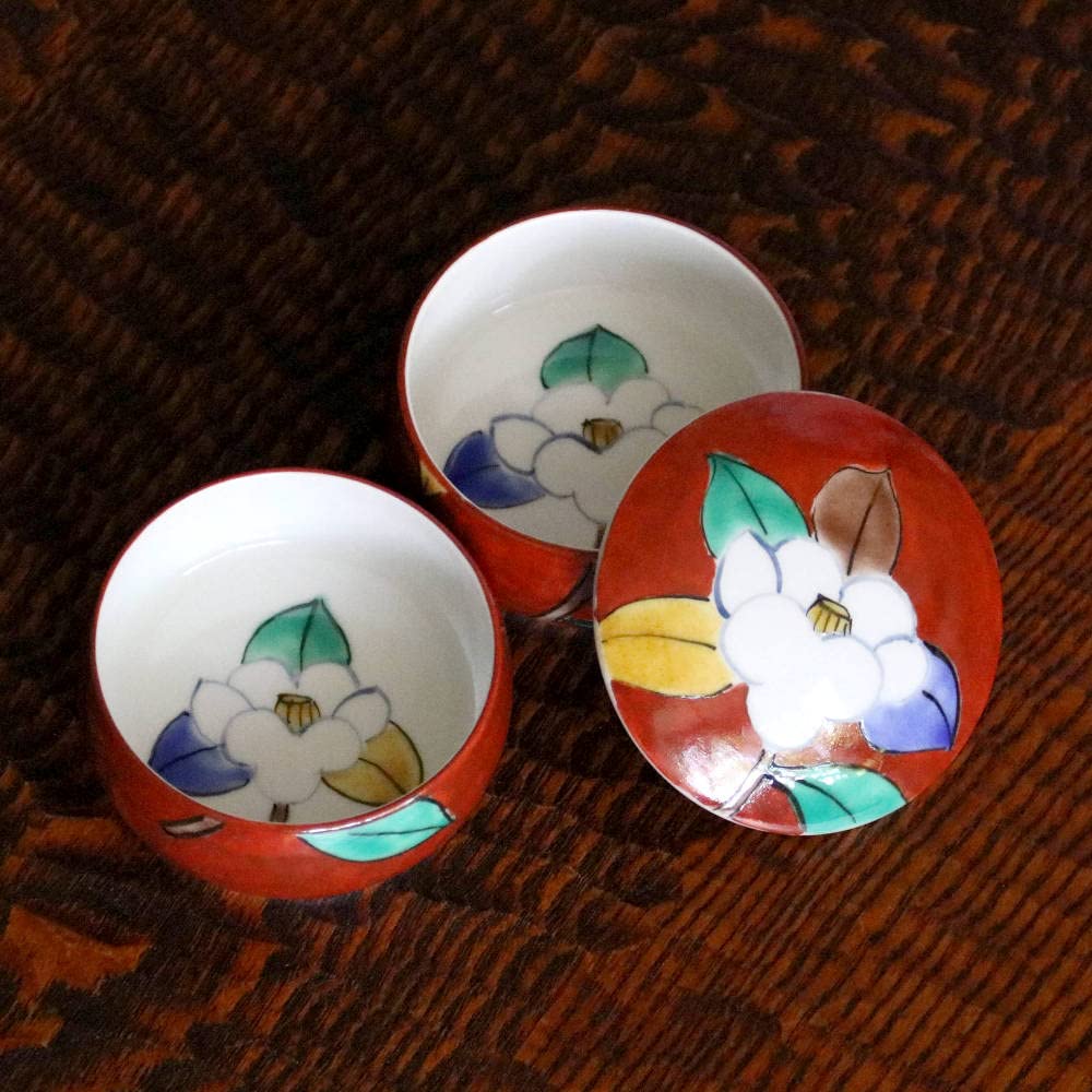 Amazon | 椿 赤 二段重 ミニ重箱 九谷焼 ‖ 磁器 径7cm 高さ6cm 和食器