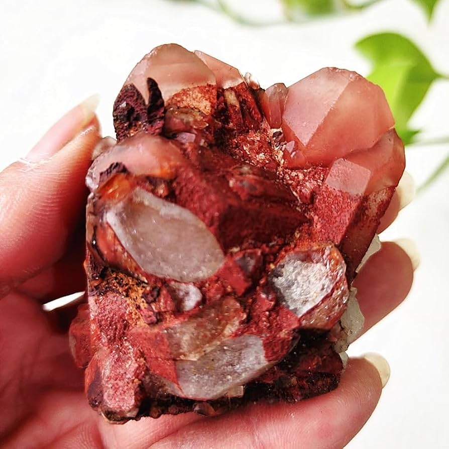 Amazon.co.jp: 天然石レッドクォーツクリスタルクラスター標本ラップ