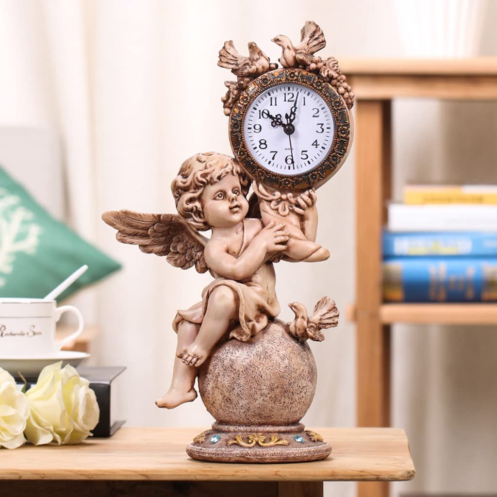 Amazon｜置時計天使彫刻装飾卓上時計家の装飾サイレントスイープ秒機