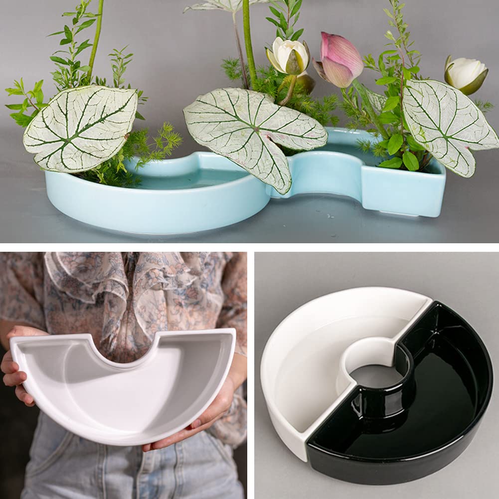 Amazon.co.jp: HIGHAWK花器 華道 生け花用 水盤 花瓶 半円 挿花