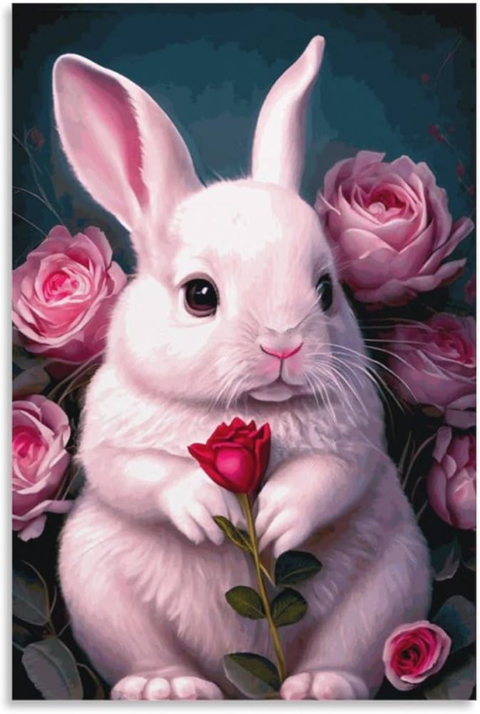 Amazon.co.jp: 絵画 かわいいウサギインテリア 絵画 超リアルな動物