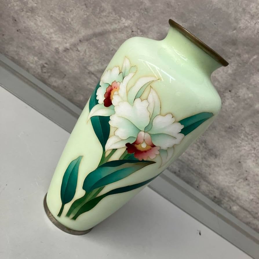 美術七宝焼』 花瓶 緑牡丹 壺 陶磁器 花柄 【公式通販】