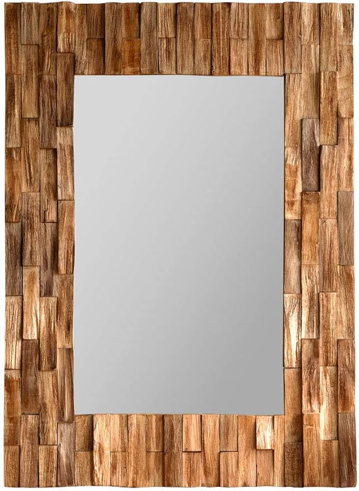 Amazon.co.jp: ミラー 鏡 卓上 壁掛け 長方形 ブラウン ウッド