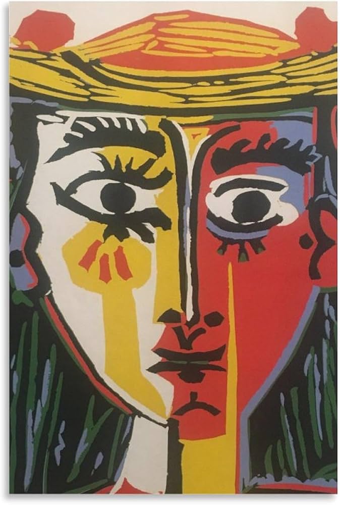 Amazon.co.jp: パブロ・ピカソ帽子をかぶった女性の肖像絵画