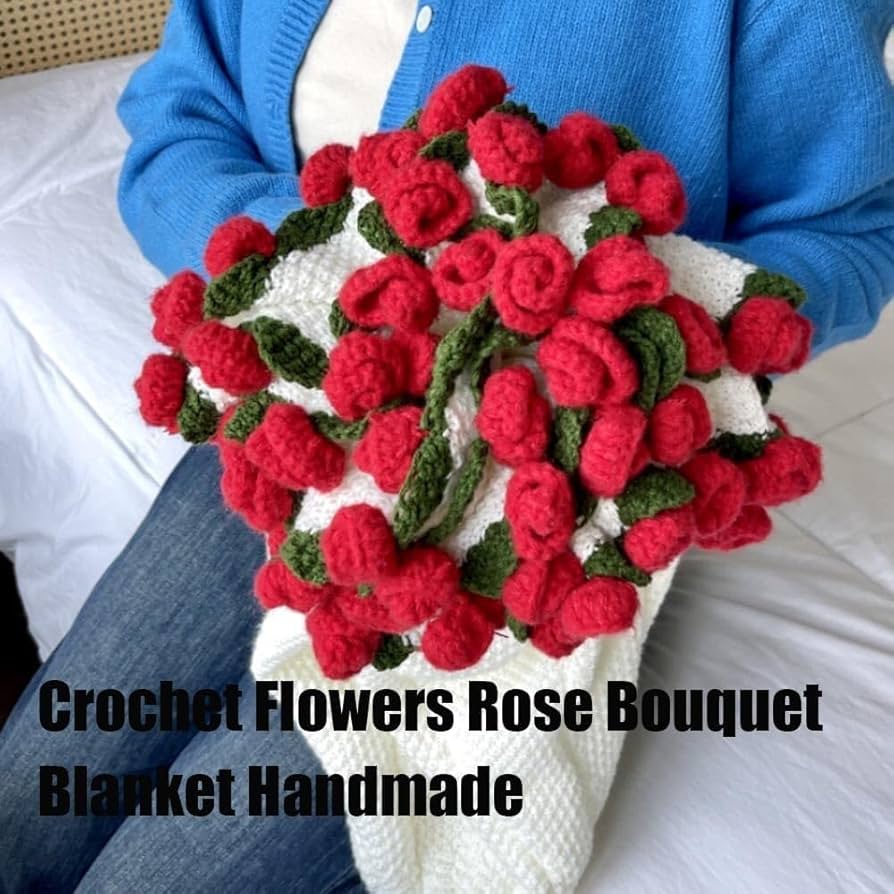 Amazon｜かぎ針編みの花束ブランケット（母の日、誕生日、ホーム