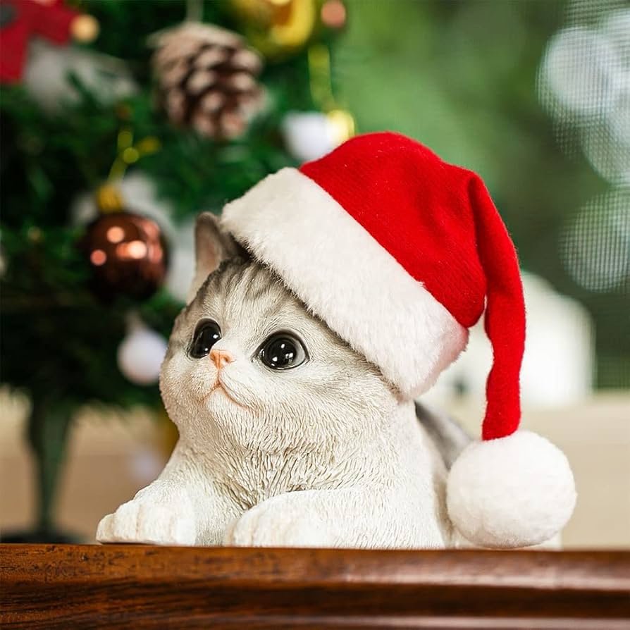 Amazon.co.jp: [ギフトショップ ファンシー] 猫 置物 サバトラ サンタ