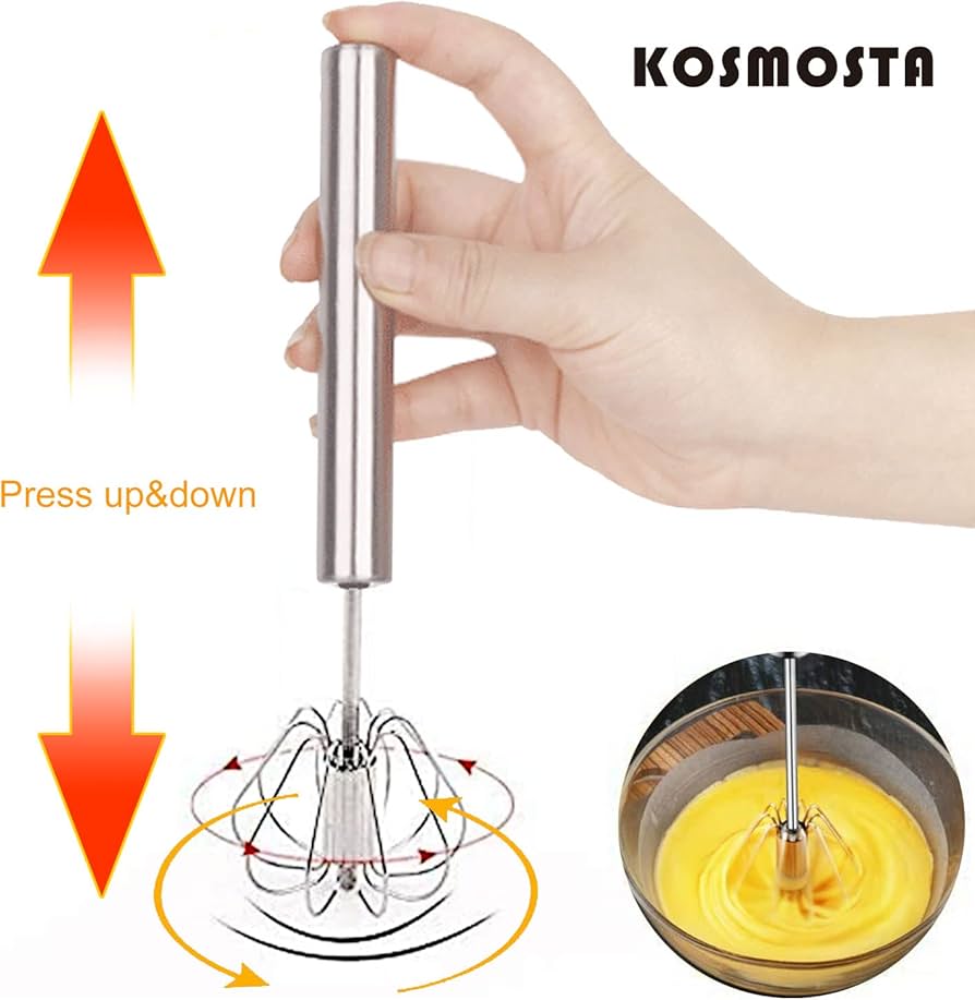 Amazon | ステンレススチール製プッシュ泡立て器 手動ハンドミキサー