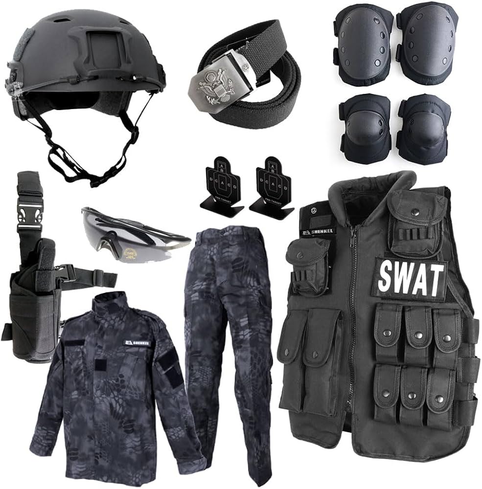 Amazon.co.jp: SHENKEL SWAT フルセット 迷彩服 上下 ベスト ゴ