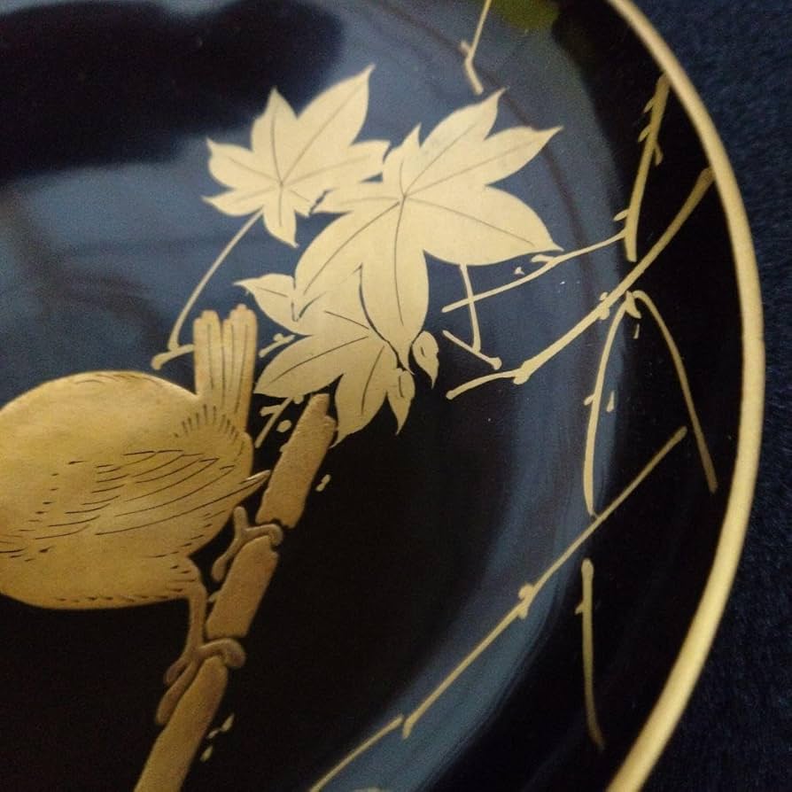 漆器】輪島塗 江戸期 金蒔絵 金縁 本漆塗 紅葉鳥紋様 【公式通販】