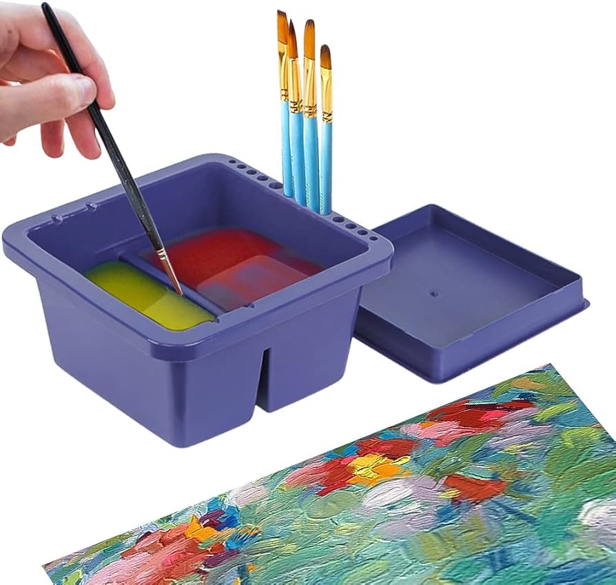 Amazon.co.jp: 筆洗バケツ 筆洗浄 四角形 蓋付き プラスチック 筆洗器