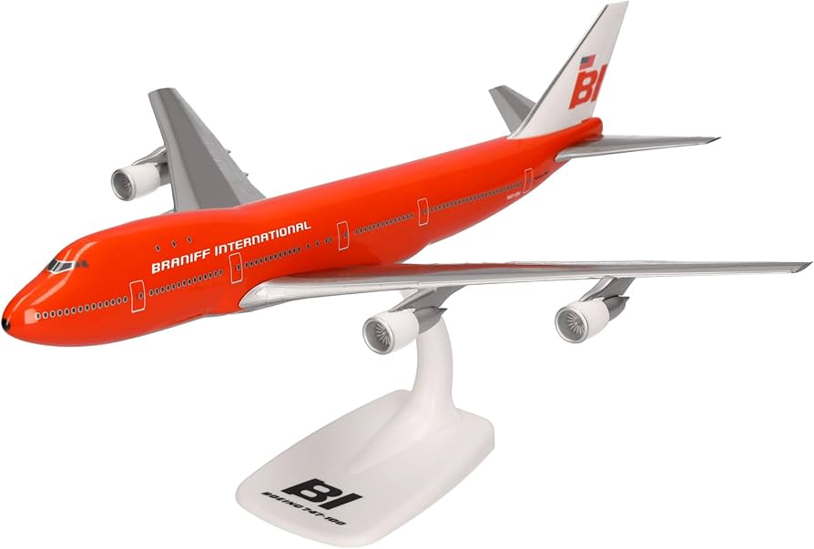 Amazon.com: Herpa Snap-fit Airplane Model Boeing 747-100 Braniff