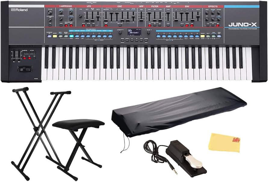 Amazon.com: Roland Juno X Synthesizer Bundle with Adjustable Stand