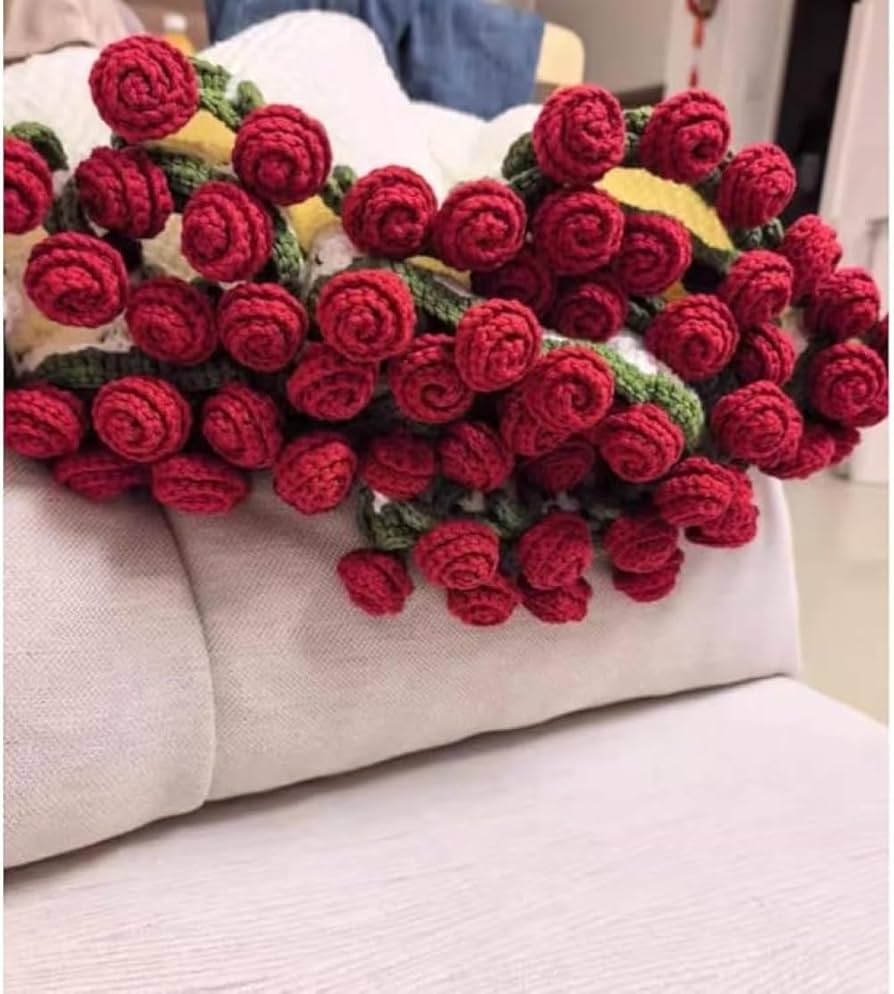 Amazon｜Juxkov フラワーブーケブランケット 52 輪手咲き手編み花