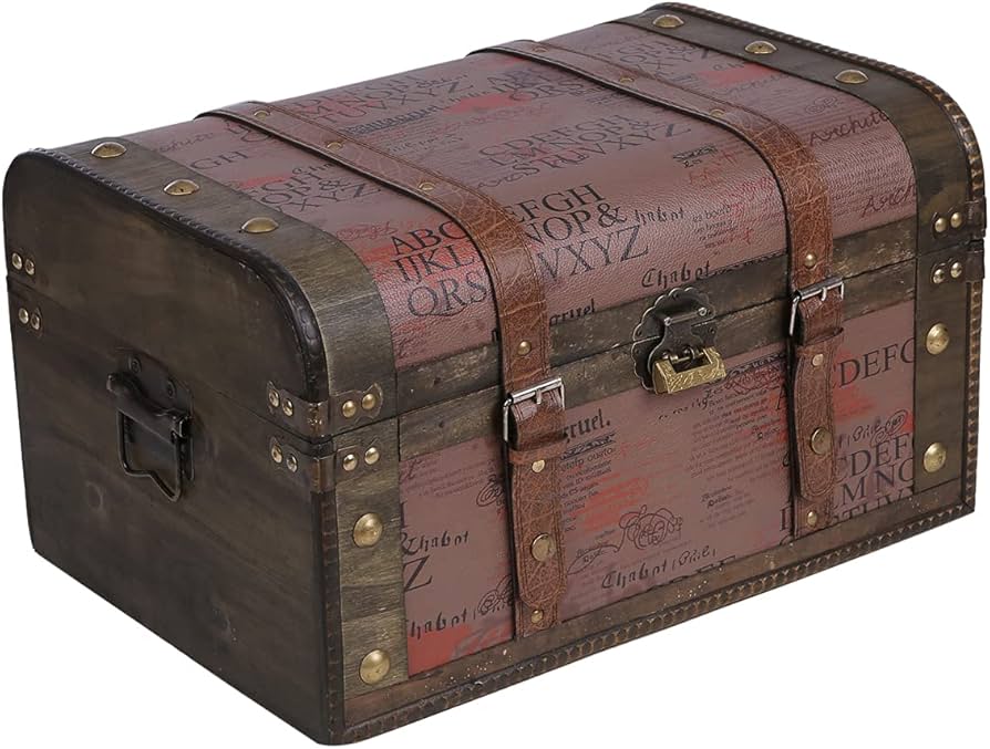 Amazon | Aoakua 鍵付き 海賊木箱 アンティーク宝箱 大サイズ (横幅約