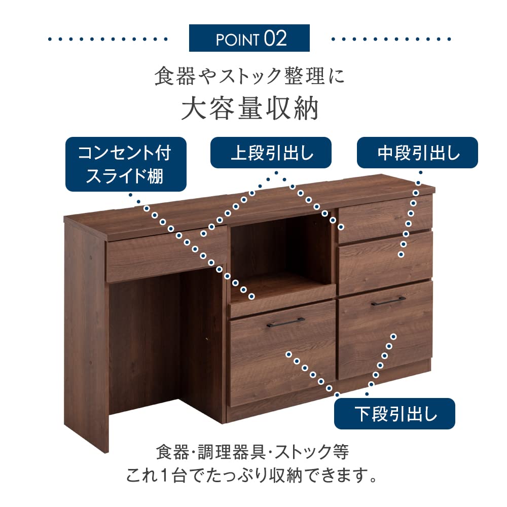 Amazon｜タンスのゲン キッチンカウンター 幅180cm 組み合わせ 完成品